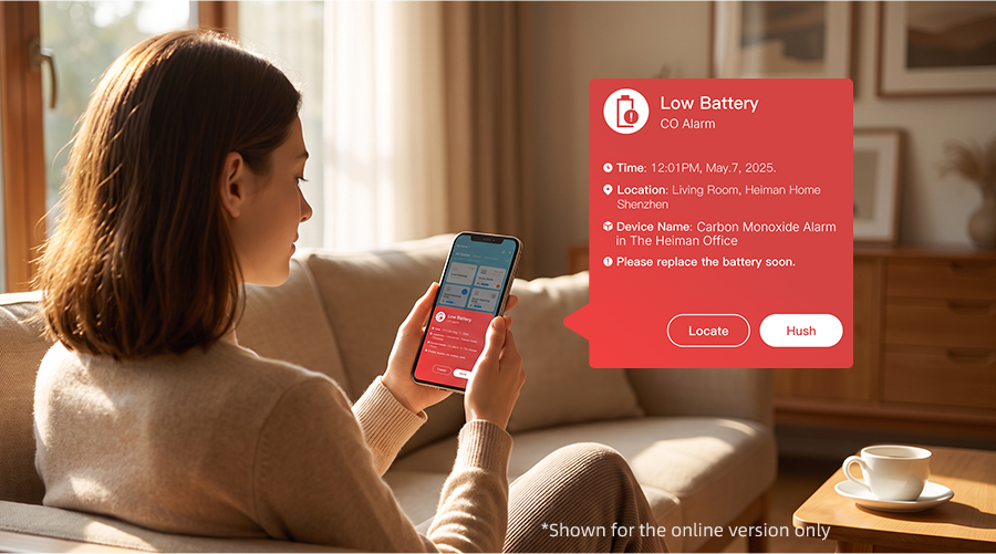 Smart Carbon Monoxide Sensor Heiman HS1CA series,Low-Battery Alert & Replaceable Battery