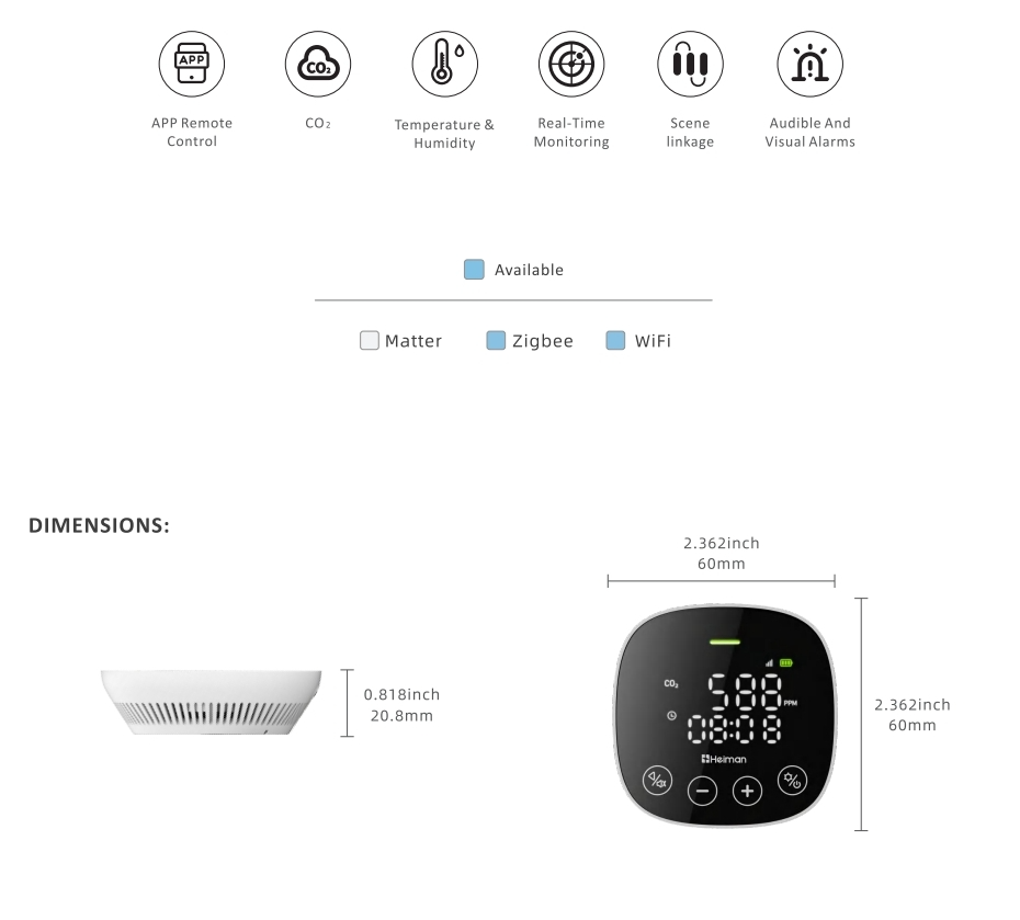 Smart Air Quality Monitor HEIMAN HS3AQ series