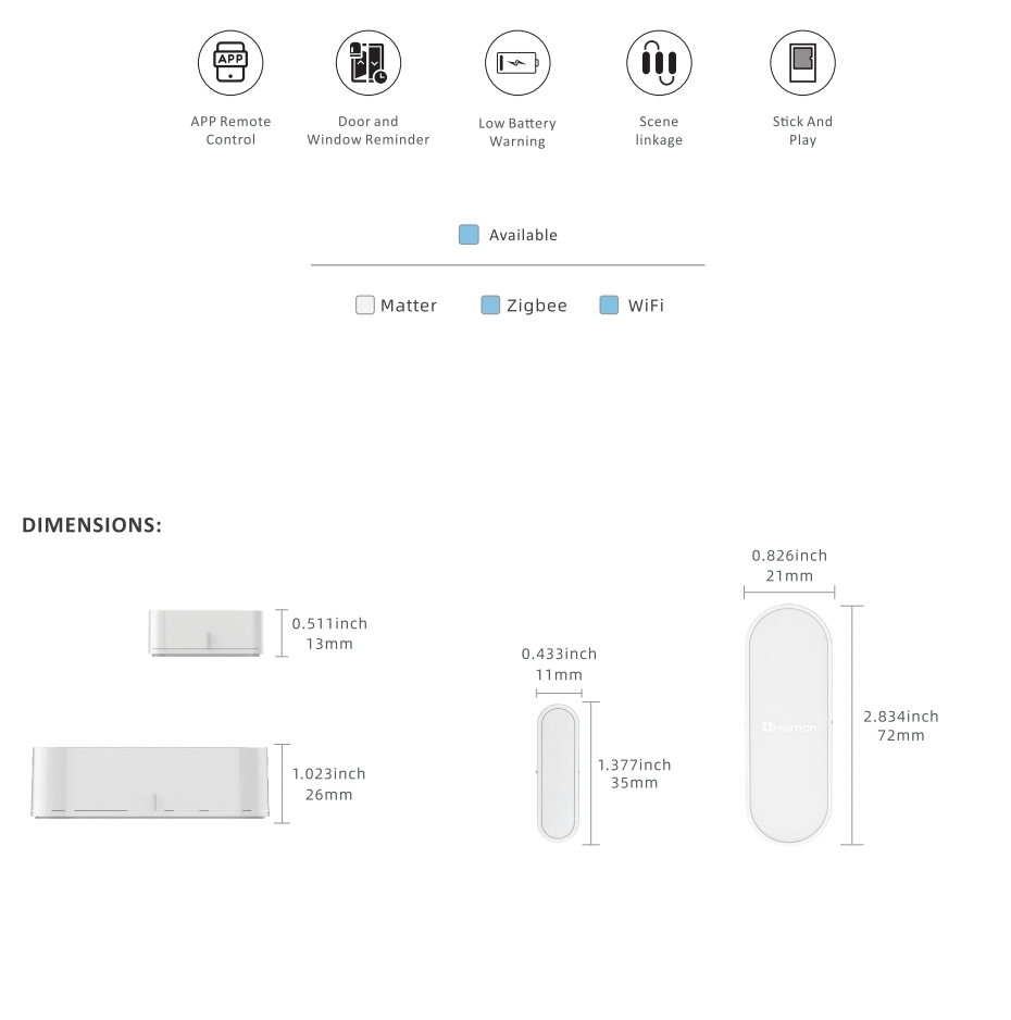 Smart Door Sensor Heiman HS3DS series