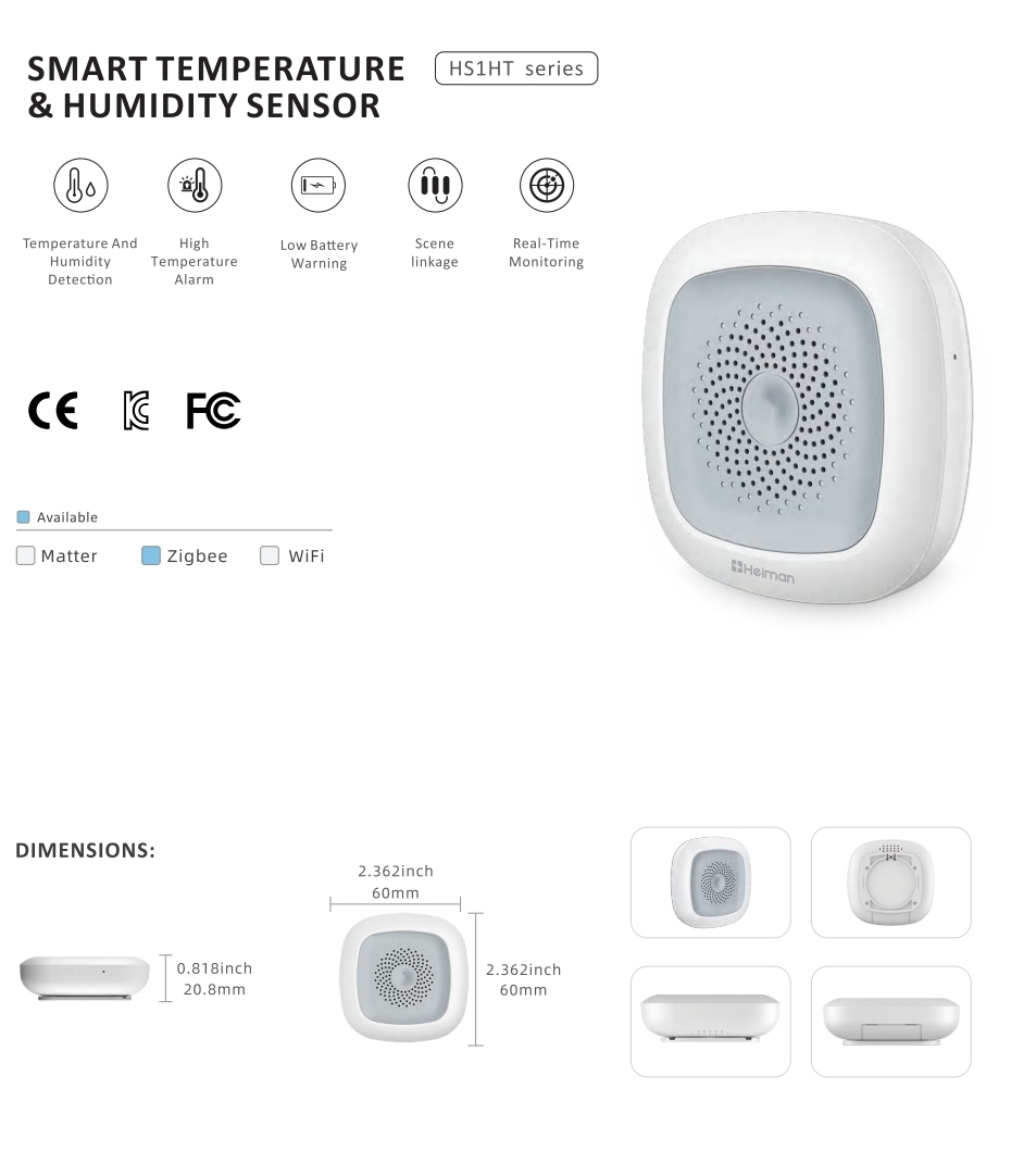 Smart Temperature and Humidity Sensor Heiman HS1HT series