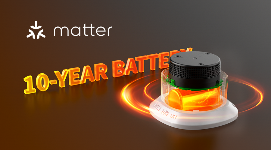 Smoke Alarm HS1SA series,Standalone 10-Year Battery Matter compatible with all major ecosystems.