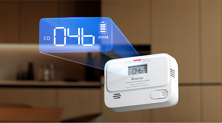 Carbon Monoxide Alarm HM-735ESY Series,Real-Time LCD Display: Visible CO Levels, Proactive Safety
