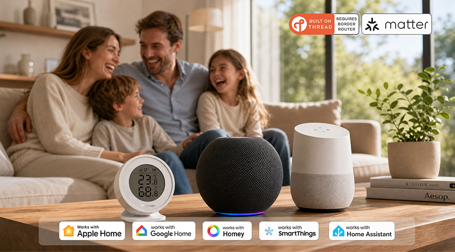 Smart Temperature and Humidity Detector H1 series,Matter over Thread Connection