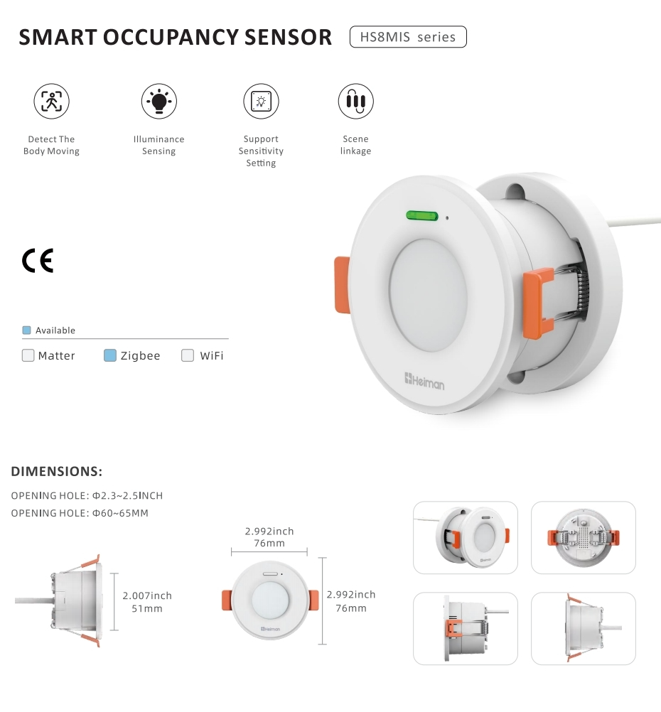 Smart occupancy Sensor Heiman HS8MIS series